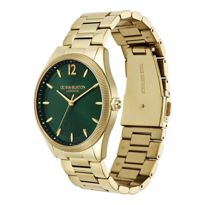 Women Sports Luxe Watches Olivia Burton 38mm Radiate Forest Green and Gold Bracelet Watch Women Sports Luxe Watches Olivia Burton 38mm Radiate Forest Green and Gold Bracelet Watch