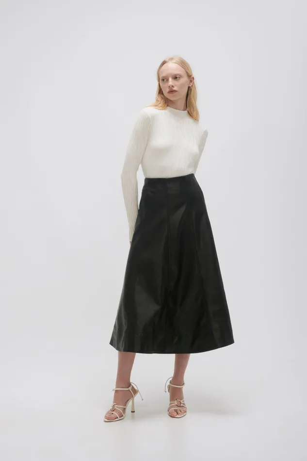 Women Stanhope Midi Skirt Black Aje Skirts