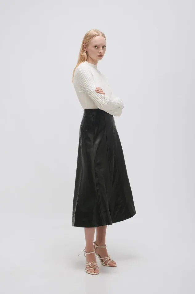 Women Stanhope Midi Skirt Black Aje Skirts