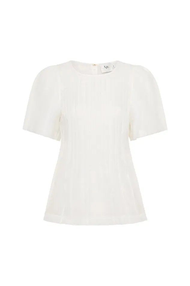 Women Stella Linear Ruffle Top Ivory Aje Tops