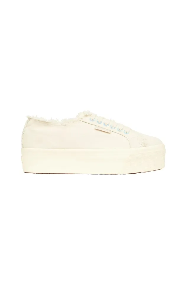 Women Superga X Aje High Platform Canvas Sneaker 2790 Naturalice Blue Aje Shoes