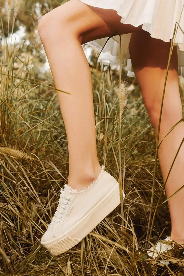Women Superga X Aje High Platform Canvas Sneaker 2790 Naturalice Blue Aje Shoes