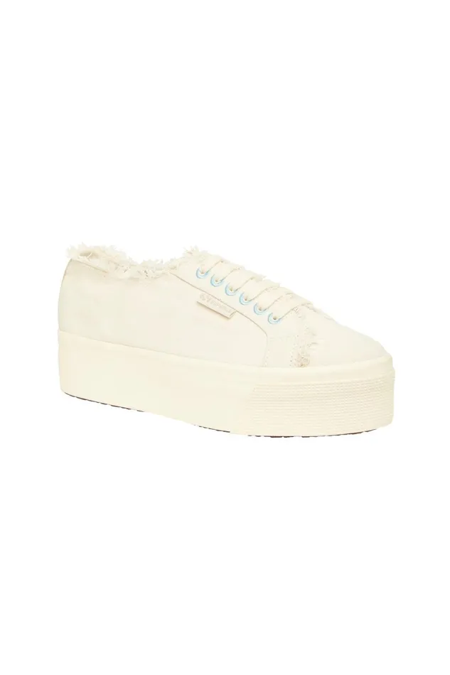 Women Superga X Aje High Platform Canvas Sneaker 2790 Naturalice Blue Aje Shoes