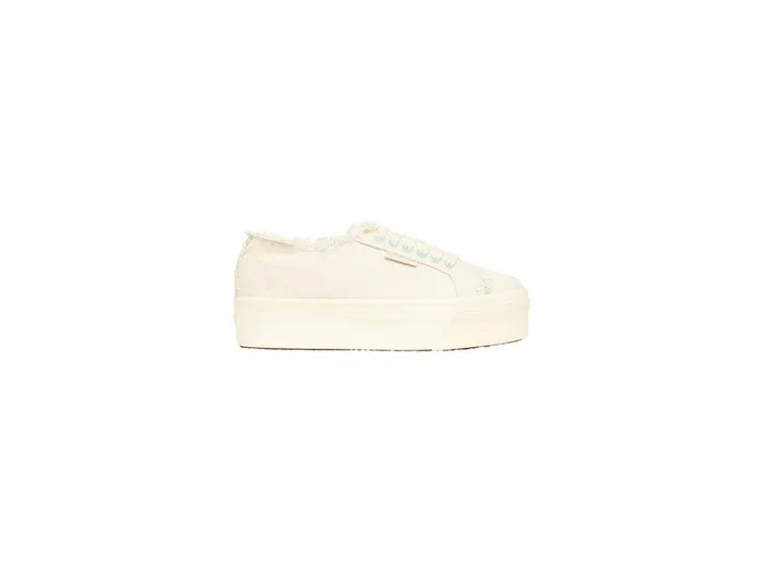 Women Superga X Aje High Platform Canvas Sneaker 2790 Naturalice Blue Aje Shoes