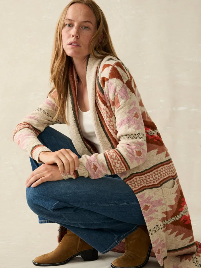 Women Sweaters Faherty BYELLOWTAIL Paloma Duster Desert Horizon