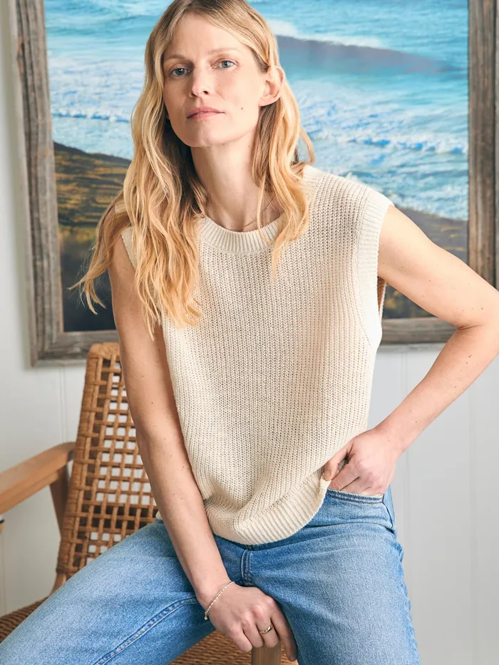 Women Sweaters Faherty Miramar Linen Muscle Tank Summer Sand