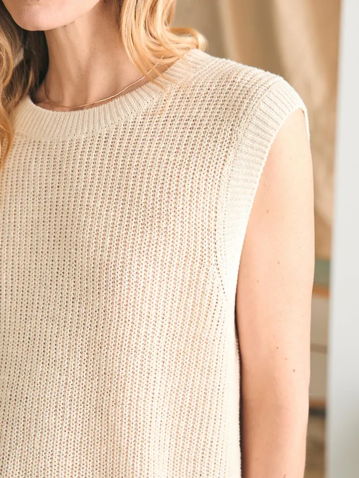 Women Sweaters Faherty Miramar Linen Muscle Tank Summer Sand