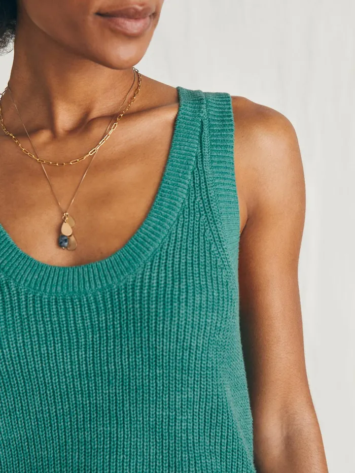 Women Sweaters Faherty Miramar Linen Scoop Neck Tank Bottle Green