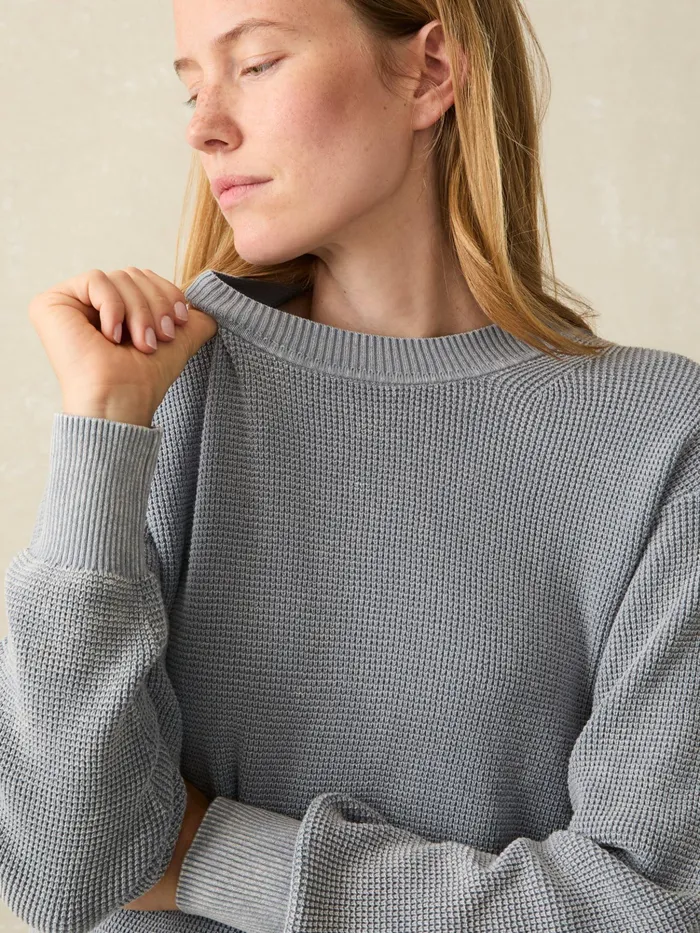 Women Sweaters Faherty Sunwashed Organic Waffle Sweater Tradewinds