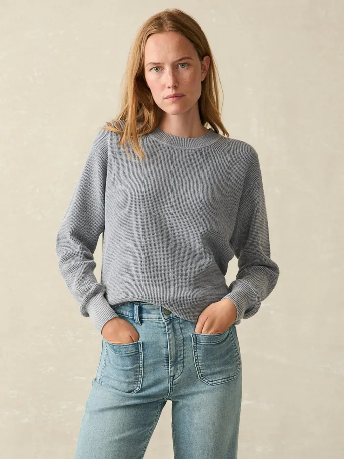 Women Sweaters Faherty Sunwashed Organic Waffle Sweater Tradewinds