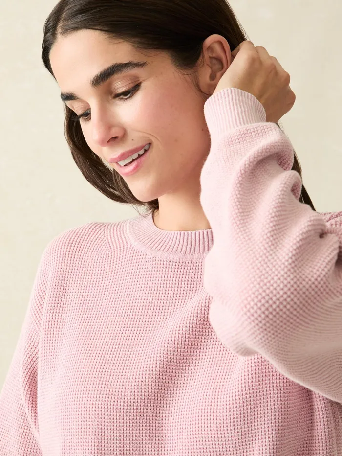 Women Sweaters Faherty Sunwashed Organic Waffle Sweater Zephyr