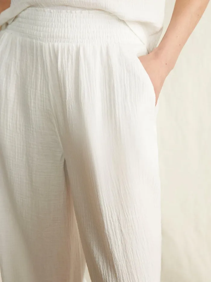 Women Swim Faherty Dream Cotton Gauze Wide Leg Pant White