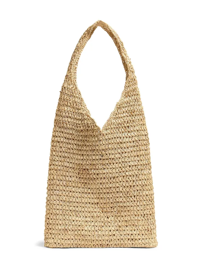 Women Swim Faherty Raffia Crochet Hobo Tote Natural