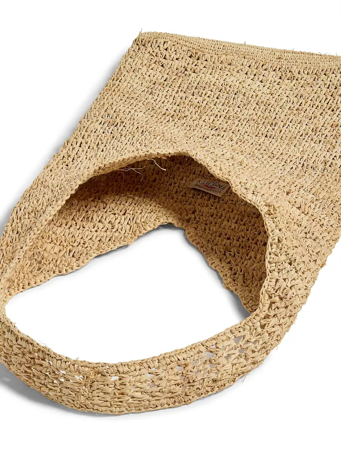 Women Swim Faherty Raffia Crochet Hobo Tote Natural