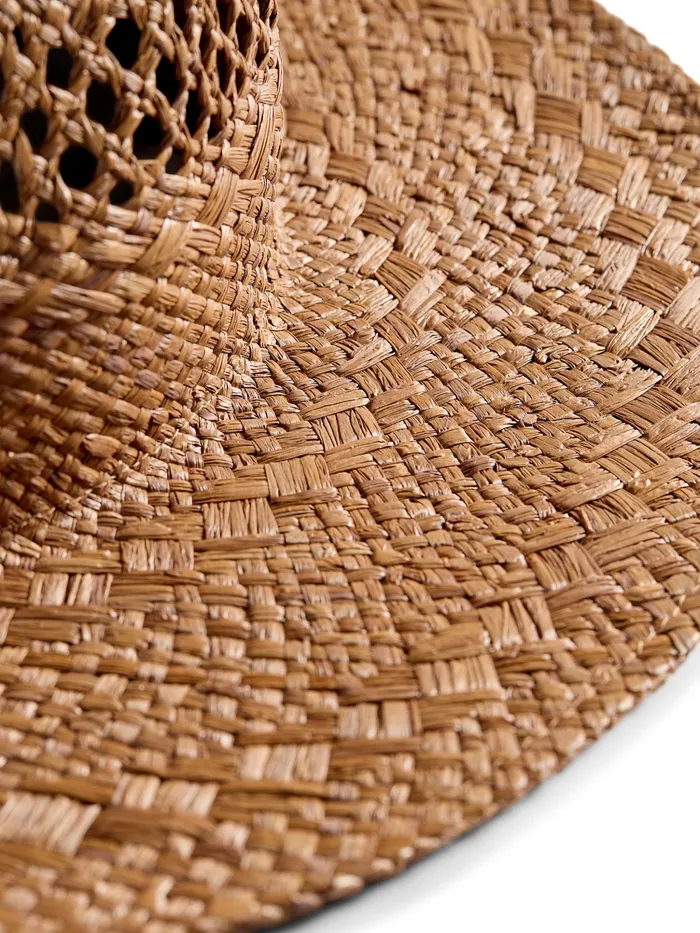 Women Swim Faherty Raffia Mixed Stitch Fedora Dark Brown