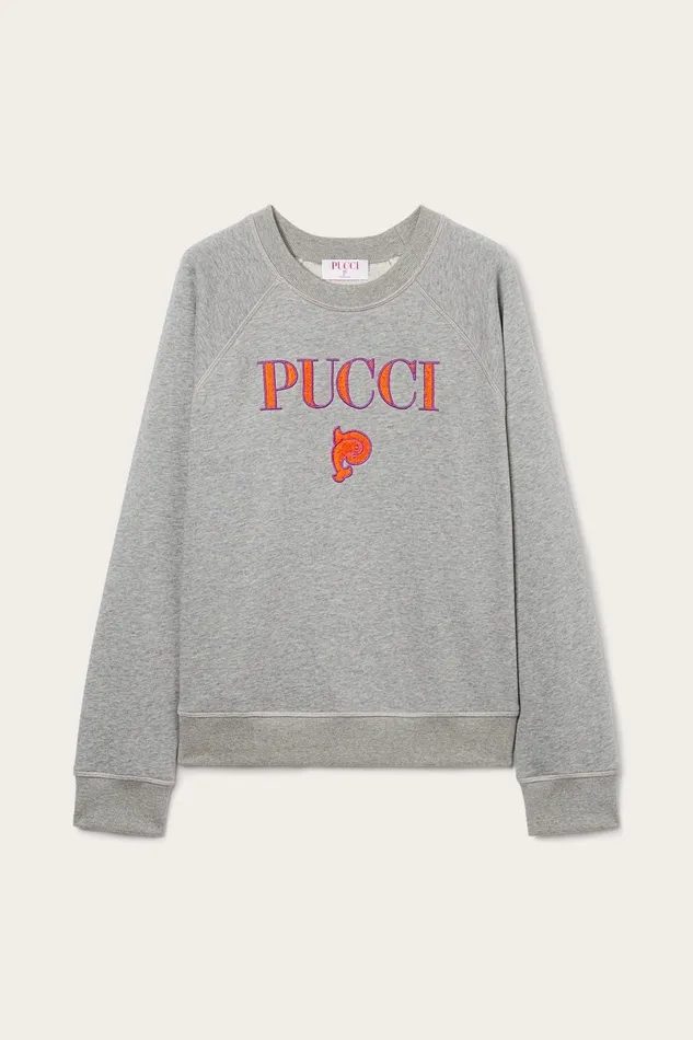 Women TShirts And Sweatshirts PUCCI LogoEmbroidered Cotton Sweatshirt