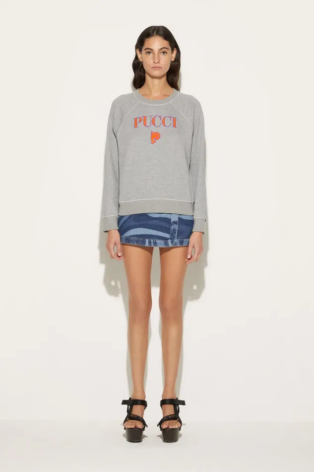 Women TShirts And Sweatshirts PUCCI LogoEmbroidered Cotton Sweatshirt