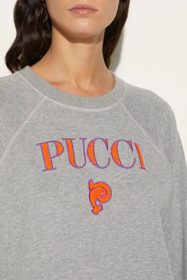 Women TShirts And Sweatshirts PUCCI LogoEmbroidered Cotton Sweatshirt