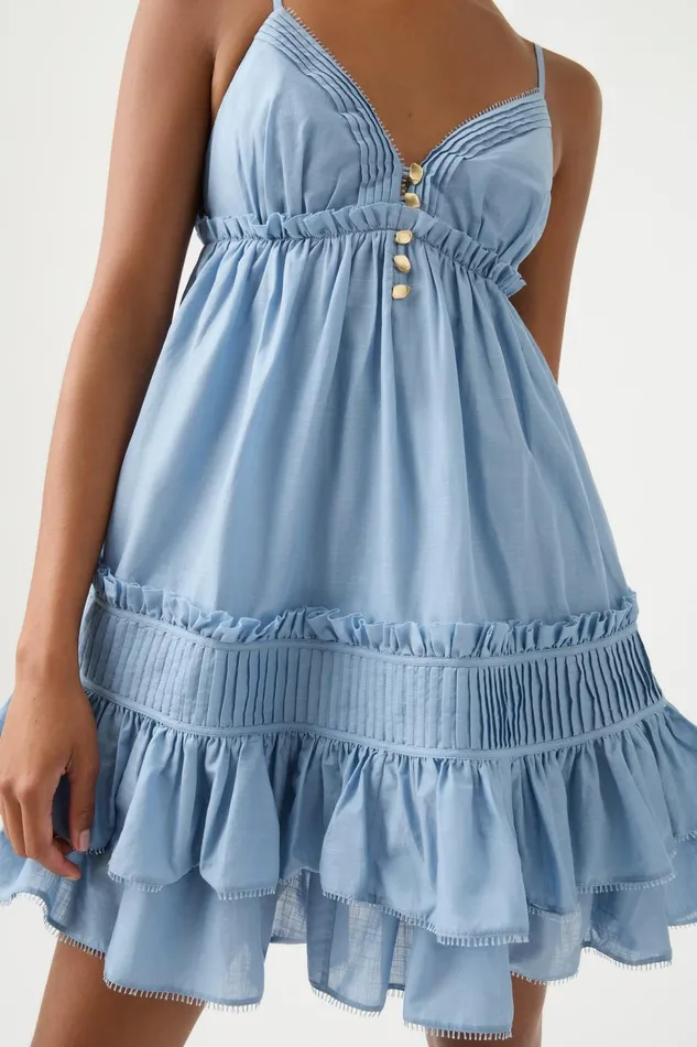 Women Talia Flounce Mini Dress Steel Blue Aje Dresses