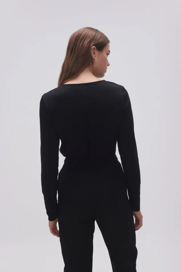 Women Terrain Metal Ring Long Sleeve Black Aje Tees