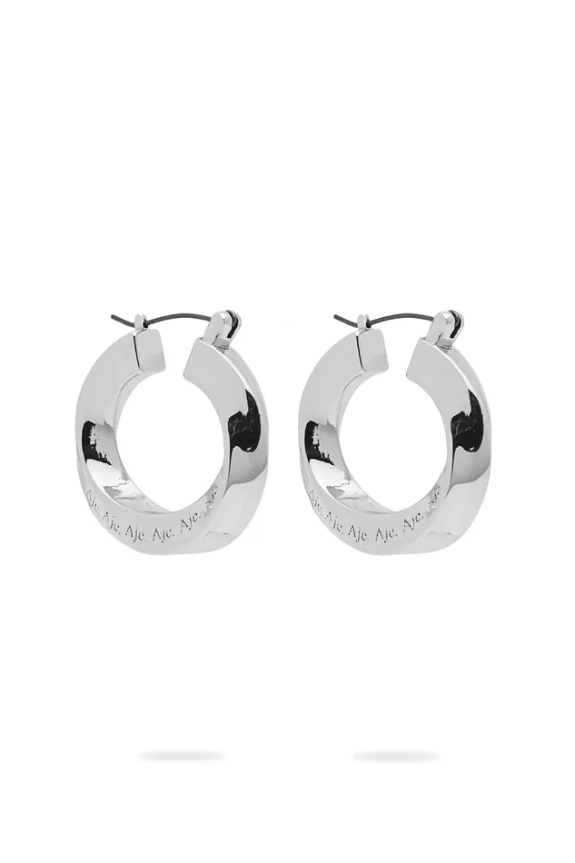 Women The Mini Aje Sculpture Hoops Silver Aje Jewellery