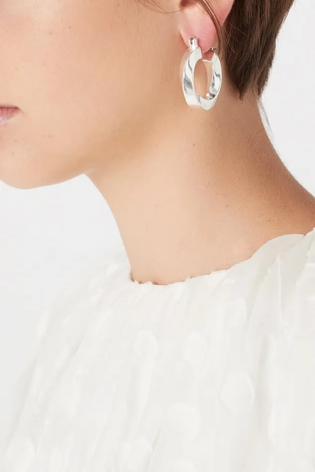 Women The Mini Aje Sculpture Hoops Silver Aje Jewellery