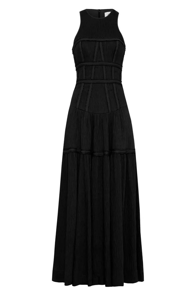 Women Tidal Corset Midi Dress Black Aje Dresses