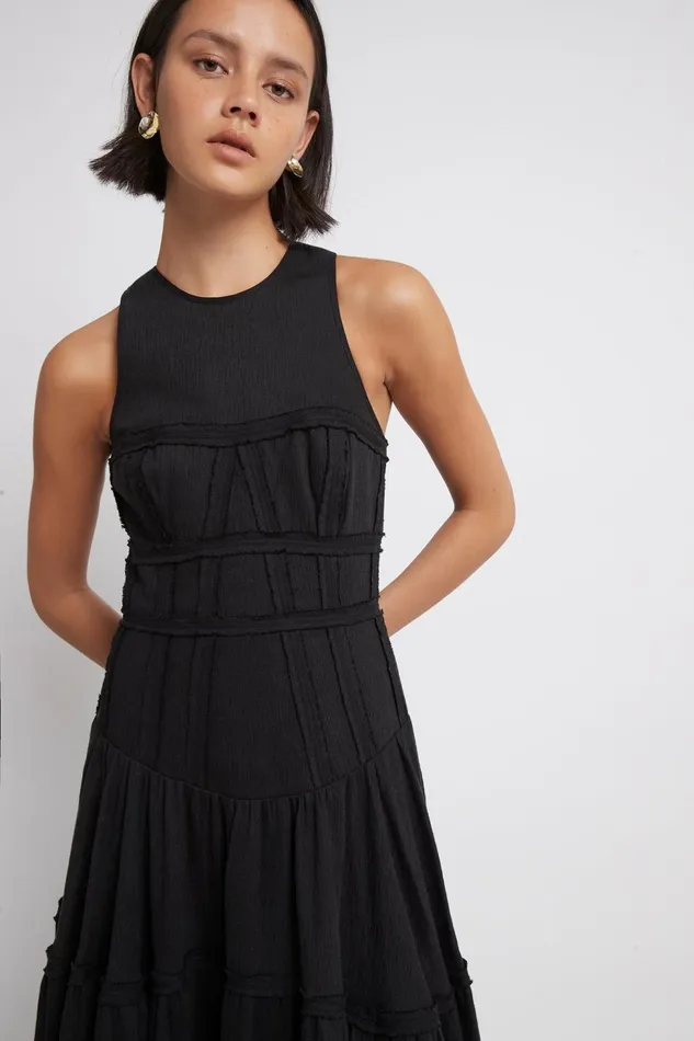 Women Tidal Corset Midi Dress Black Aje Dresses