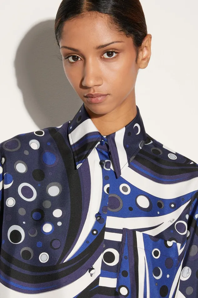 Women Tops And Shirts PUCCI FontanePrint SilkTwill Shirt