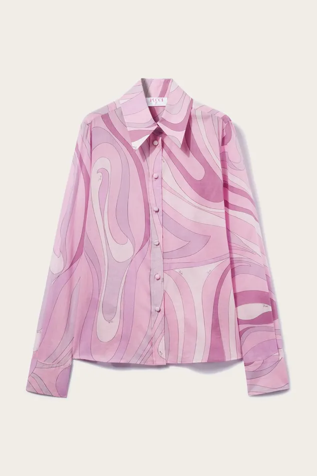 Women Tops And Shirts PUCCI MarmoPrint Cotton Shirt