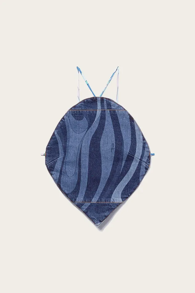 Women Tops And Shirts PUCCI MarmoPrint Denim Crop Top