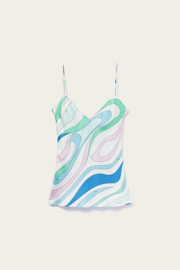 Women Tops And Shirts PUCCI MarmoPrint SilkTwill Camisole