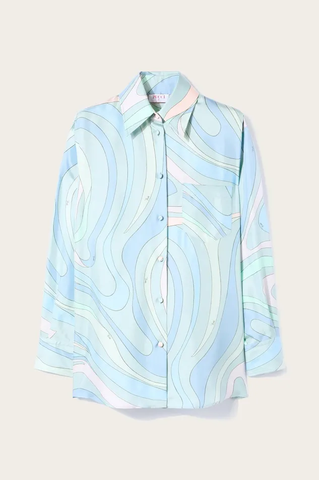 Women Tops And Shirts PUCCI MarmoPrint SilkTwill Shirt