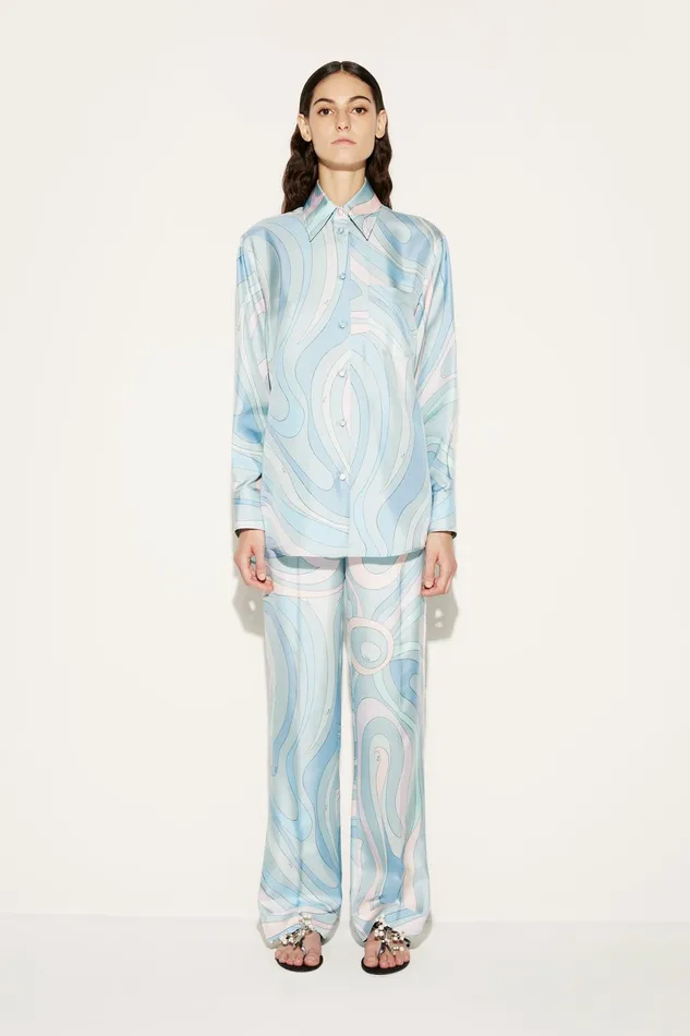 Women Tops And Shirts PUCCI MarmoPrint SilkTwill Shirt