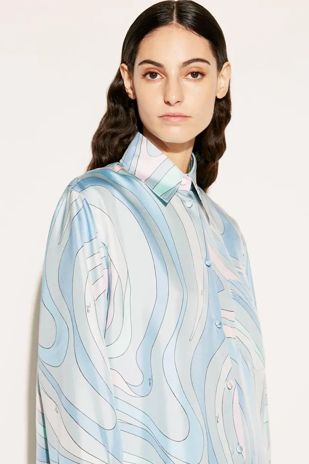 Women Tops And Shirts PUCCI MarmoPrint SilkTwill Shirt