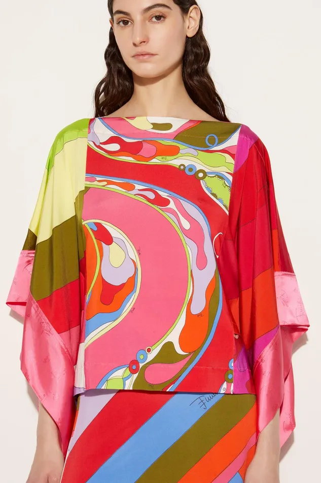 Women Tops And Shirts PUCCI OrchideePrint Kaftan Top