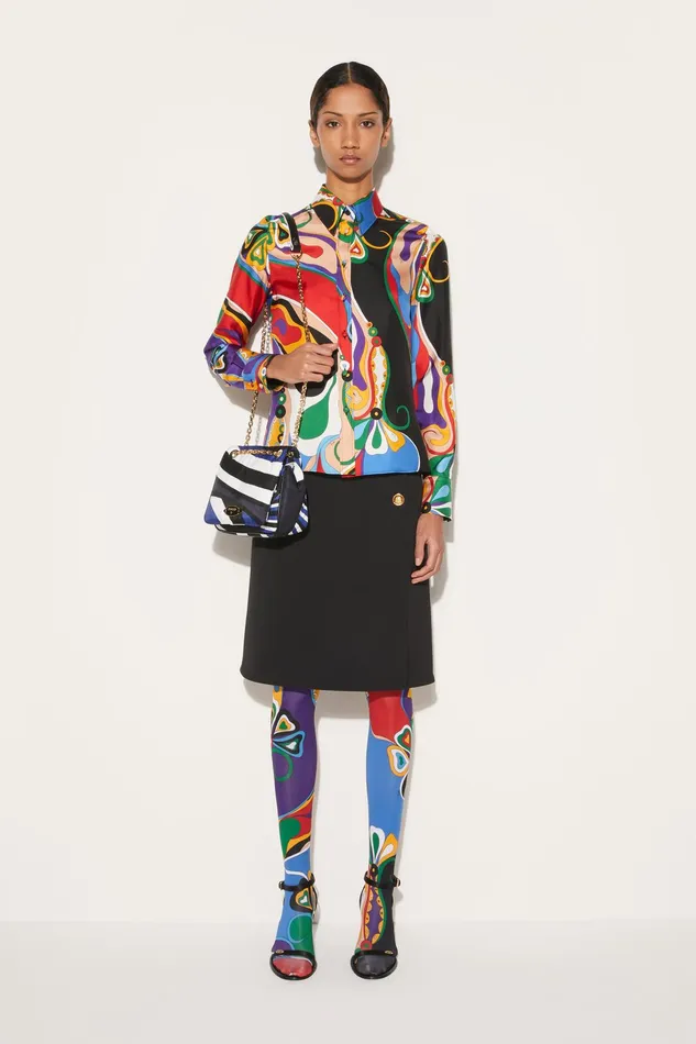 Women Tops And Shirts PUCCI OrchideePrint SilkTwill Shirt