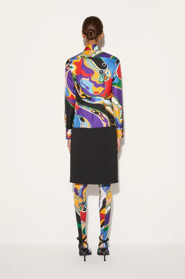 Women Tops And Shirts PUCCI OrchideePrint SilkTwill Shirt