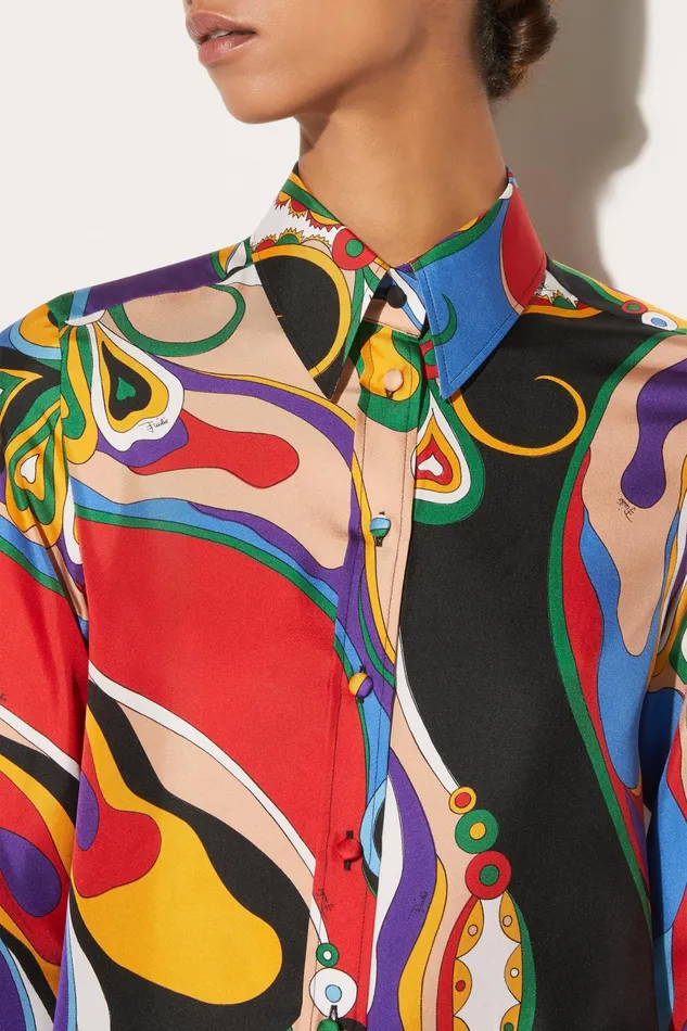 Women Tops And Shirts PUCCI OrchideePrint SilkTwill Shirt