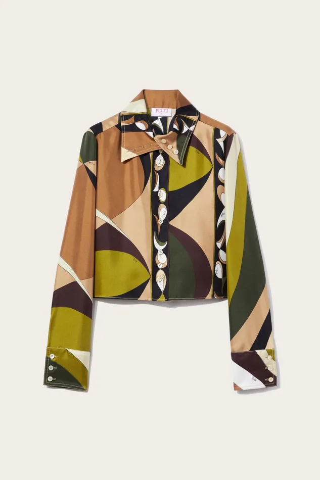 Women Tops And Shirts PUCCI PesciPrint SilkTwill Shirt