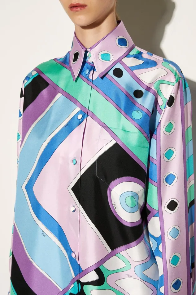 Women Tops And Shirts PUCCI VivaraPrint SilkTwill Shirt