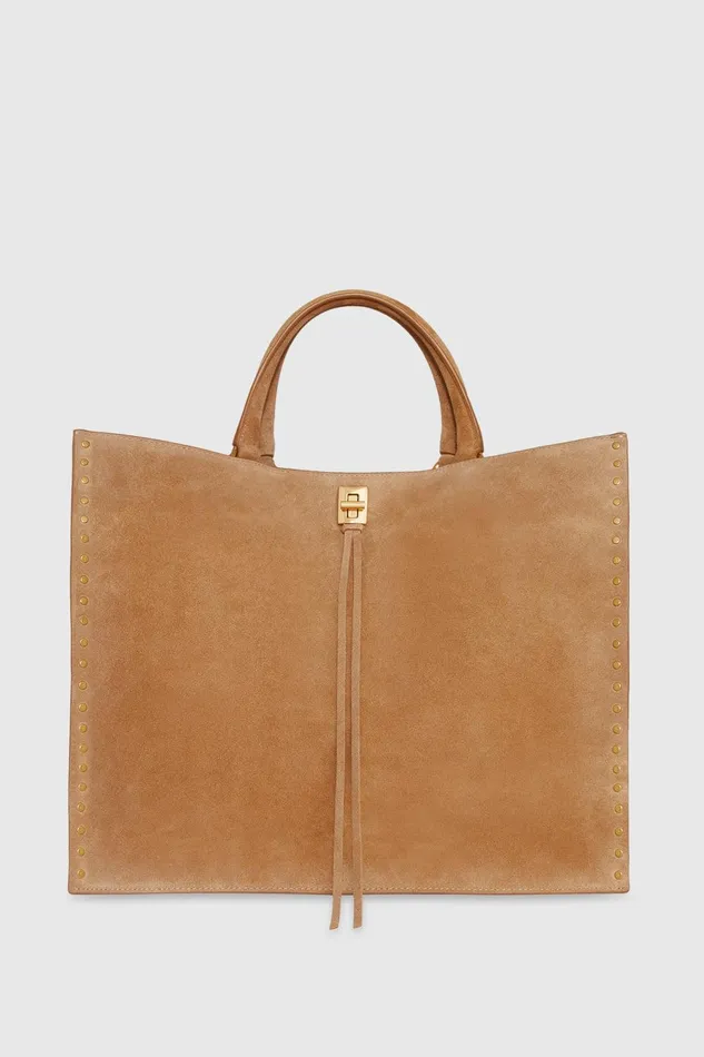 Women Tote Bags Rebecca Minkoff Darren Tote Camelantique Brass