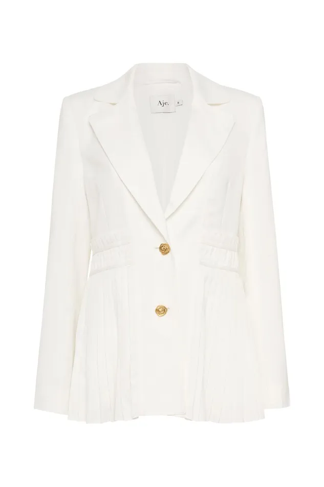 Women Tranquility Pleated Jacket Ivory Aje Blazers Jackets and Coats