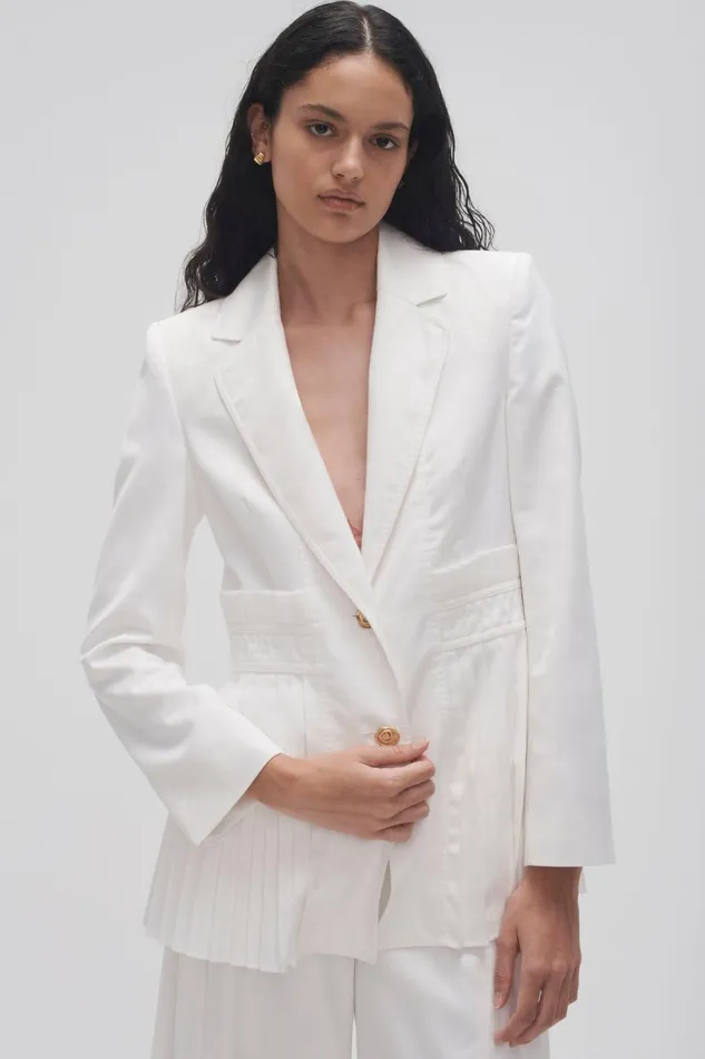 Women Tranquility Pleated Jacket Ivory Aje Blazers Jackets and Coats