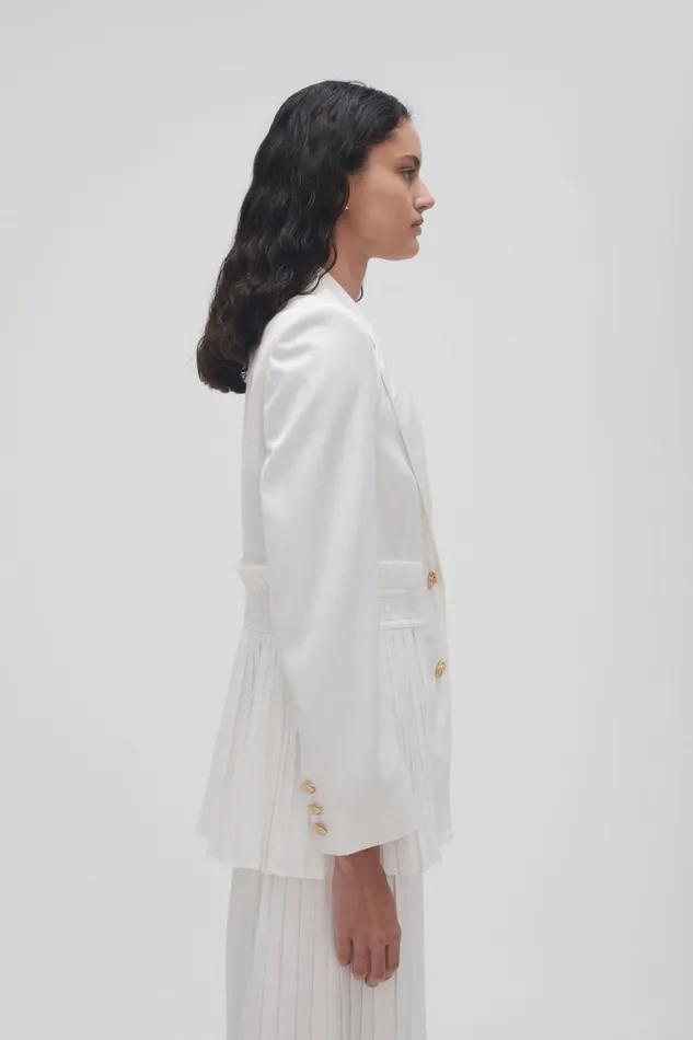 Women Tranquility Pleated Jacket Ivory Aje Blazers Jackets and Coats