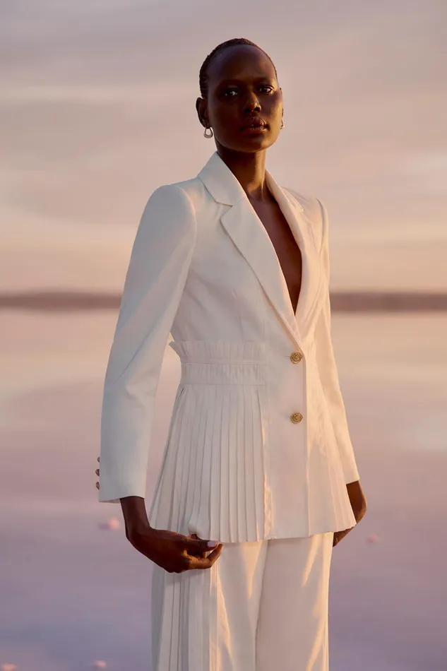 Women Tranquility Pleated Jacket Ivory Aje Blazers Jackets and Coats