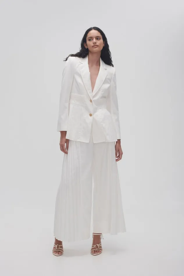 Women Tranquility Pleated Pant Ivory Aje Pants