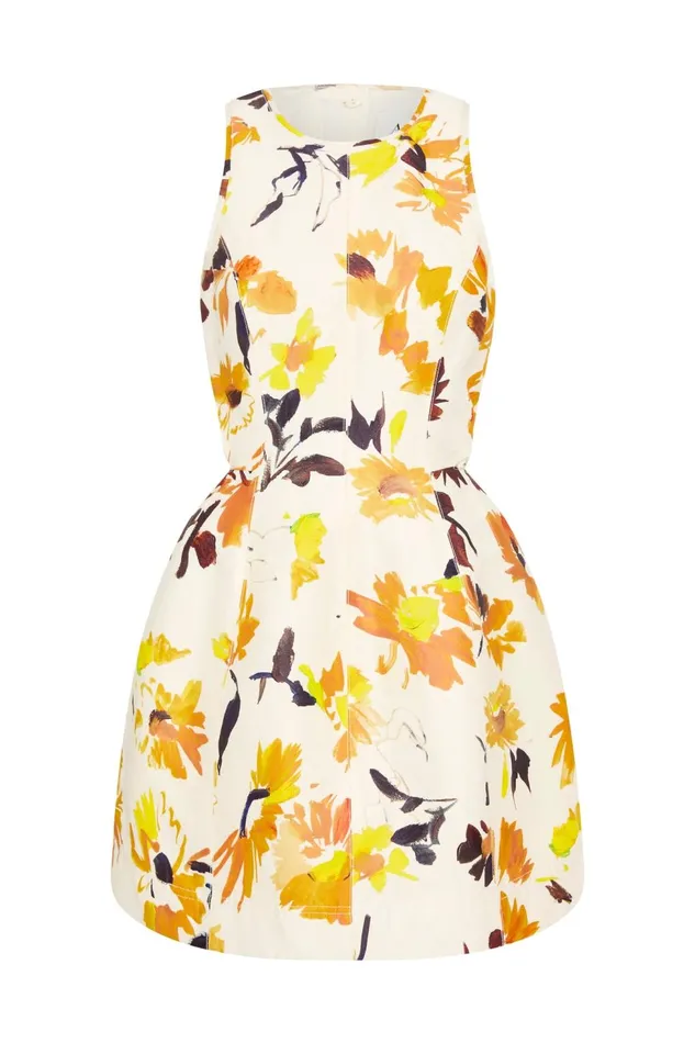 Women Tulip Cut Out Mini Dress Pressed Sunflowers Aje Dresses
