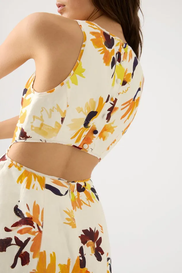 Women Tulip Cut Out Mini Dress Pressed Sunflowers Aje Dresses