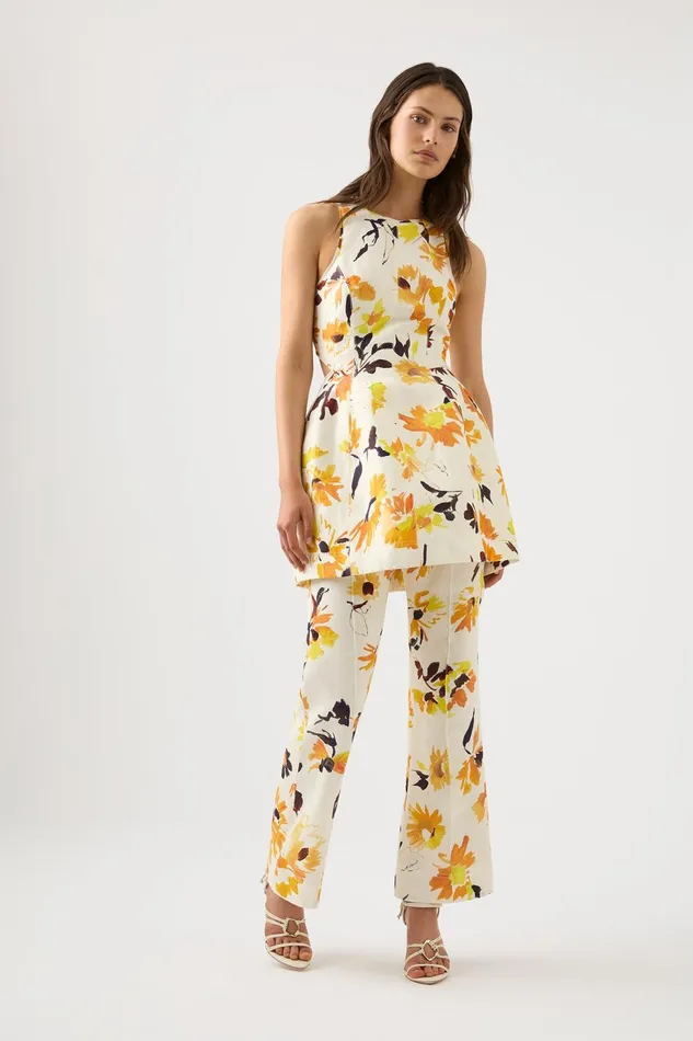Women Tulip Cut Out Mini Dress Pressed Sunflowers Aje Dresses